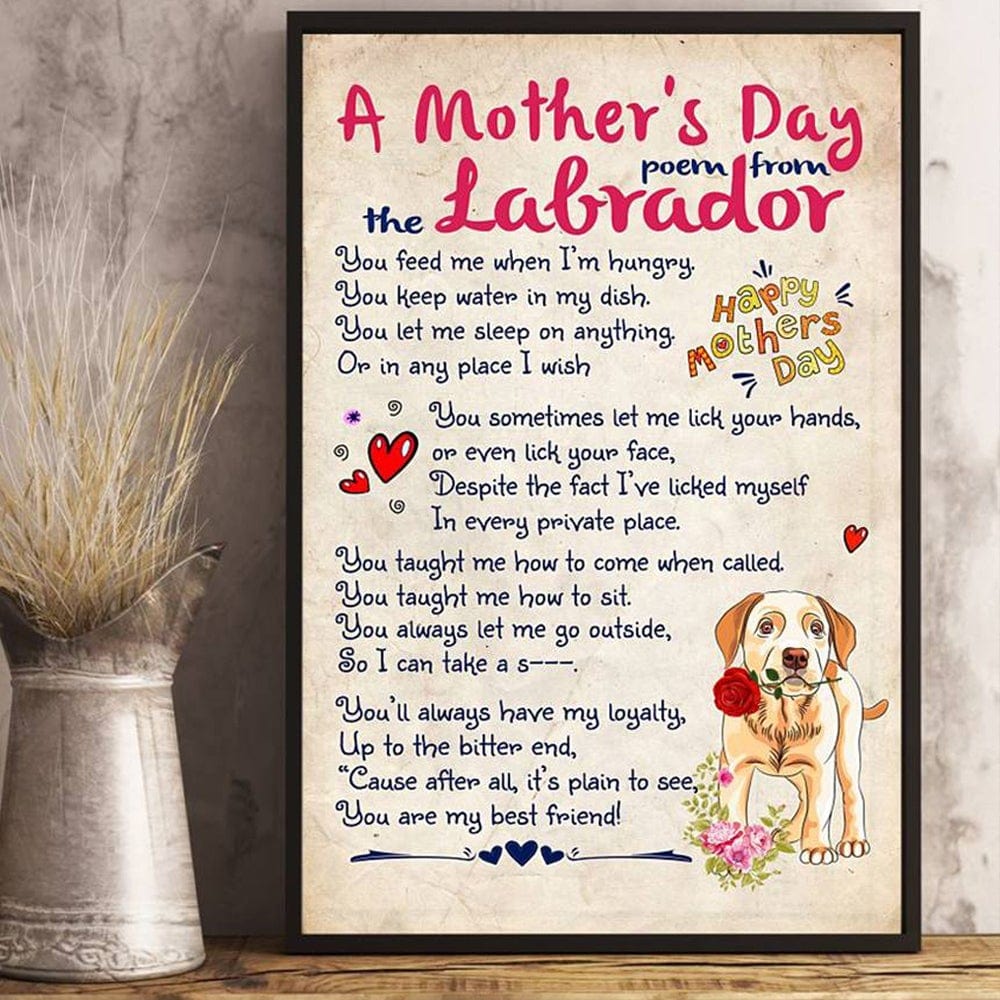 Póster, lienzo, poema del Día de la Madre de un Labrador Retriever