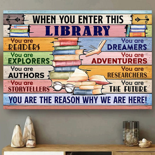 Cuando entras a esta biblioteca Póster del bibliotecario, lienzo