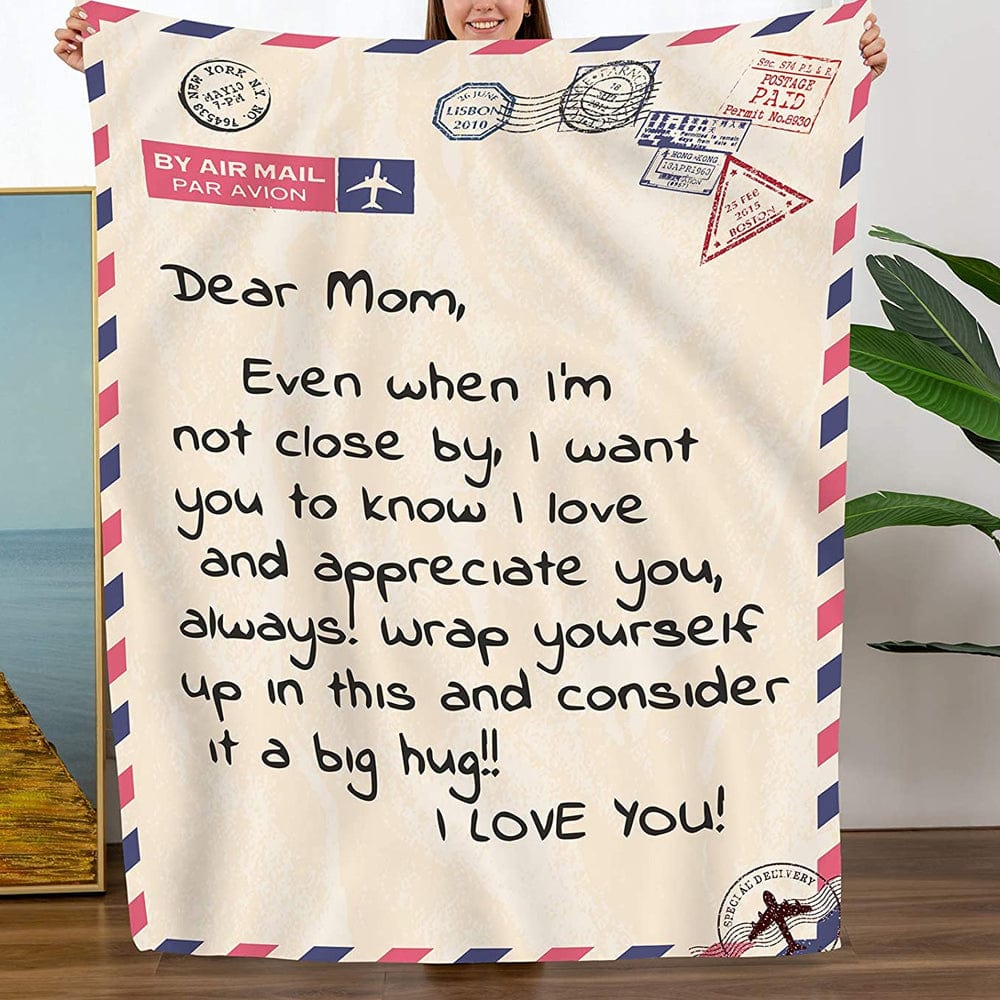 Dear Mom Mother's Day Air Mail Fleece & Sherpa Blanket