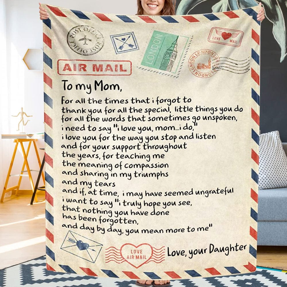 Mother s Day Letter Blanket Air Mail Fleece Sherpa Blanket For