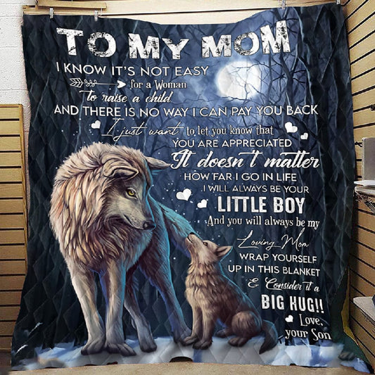 Para mi mamá Con amor de mi hijo Manta polar y sherpa con lobo para el Día de la Madre