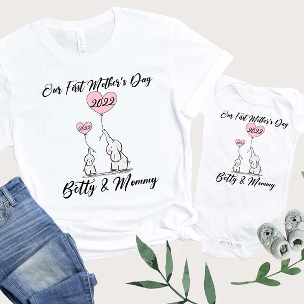 Our First Mother's Day Elephant Personalized Shirts