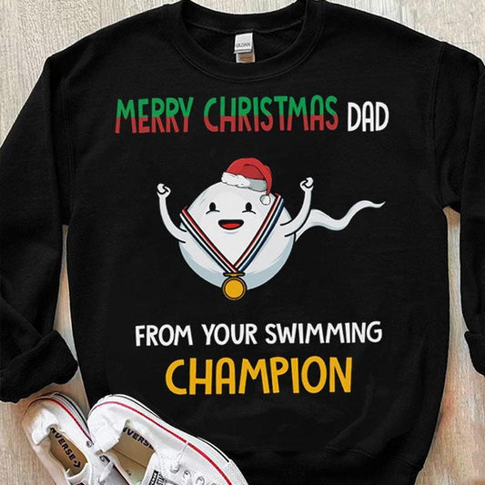Feliz Navidad Papá de parte de tu campeón de natación Camisetas