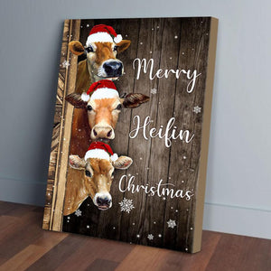 Merry Heifin Christmas Cow Poster, Canvas