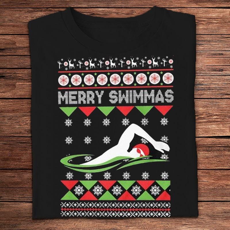 Merry Swimmas Christmas Swimming Shirts