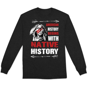 Sudadera y camisetas con el lema La historia de Estados Unidos comienza con la historia de los nativos