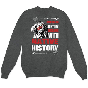 Sudadera y camisetas con el lema La historia de Estados Unidos comienza con la historia de los nativos