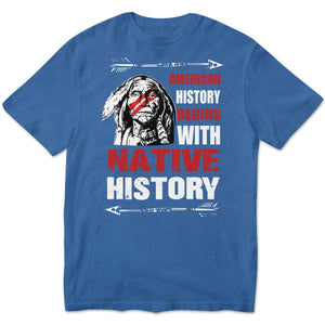 Sudadera y camisetas con el lema La historia de Estados Unidos comienza con la historia de los nativos