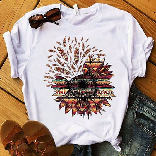 Camisetas de girasoles de los nativos americanos