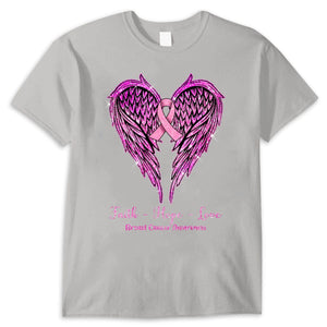 Faith Hope Love Wings Heart And Ribbon Breast Cancer Awareness Shirt