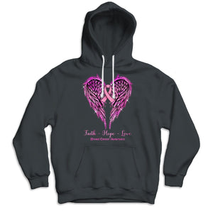 Faith Hope Love Wings Heart And Ribbon Breast Cancer Survivor Awareness Shirt