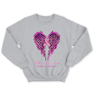 Faith Hope Love Wings Heart And Ribbon, Breast Cancer Survivor Awareness T Shirt