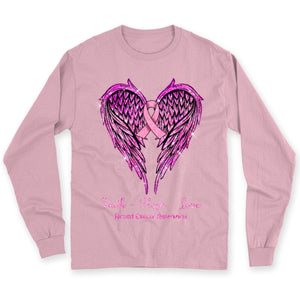 Faith Hope Love Wings Heart And Ribbon Breast Cancer Survivor Awareness Shirt