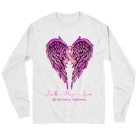 Faith Hope Love Wings Heart And Ribbon, Breast Cancer Survivor Awareness T Shirt