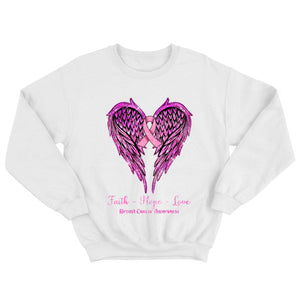 Faith Hope Love Wings Heart And Ribbon Breast Cancer Awareness Shirt