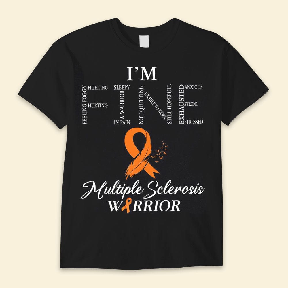 Guerrero de la EM, estoy bien, camisetas de esclerosis múltiple con lazo naranja