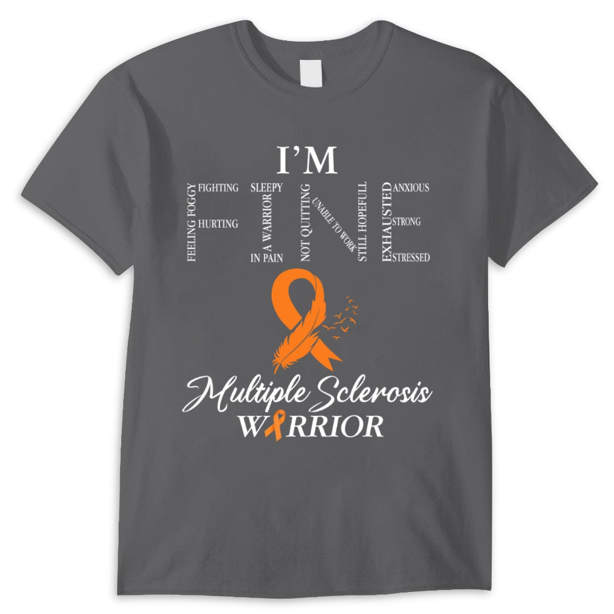 Guerrero de la EM, estoy bien, camisetas de esclerosis múltiple con lazo naranja