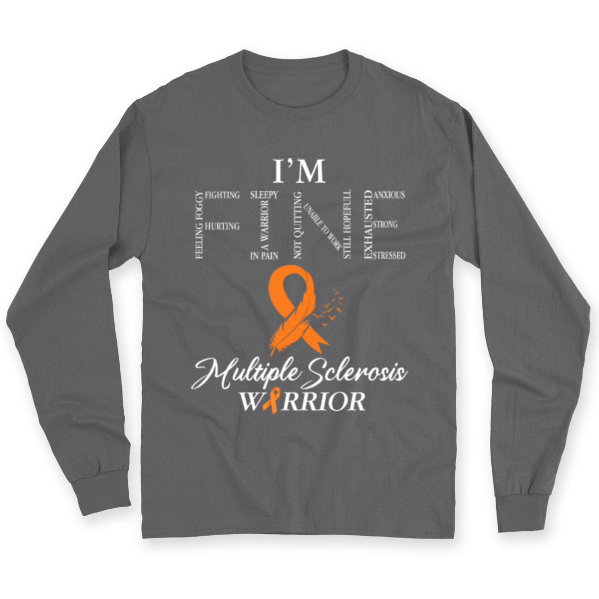 Guerrero de la EM, estoy bien, camisetas de esclerosis múltiple con lazo naranja