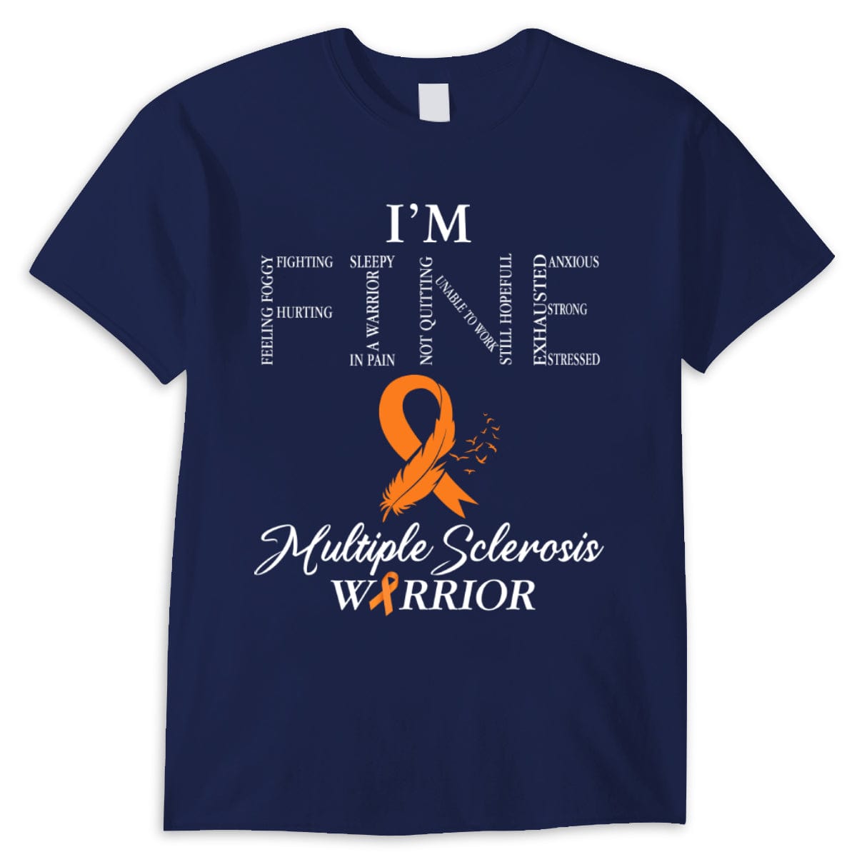 Guerrero de la EM, estoy bien, camisetas de esclerosis múltiple con lazo naranja