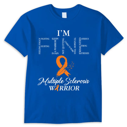 Guerrero de la EM, estoy bien, camisetas de esclerosis múltiple con lazo naranja