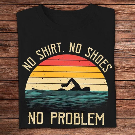Sin camisa, sin zapatos, no hay problema Camisetas de baño vintage