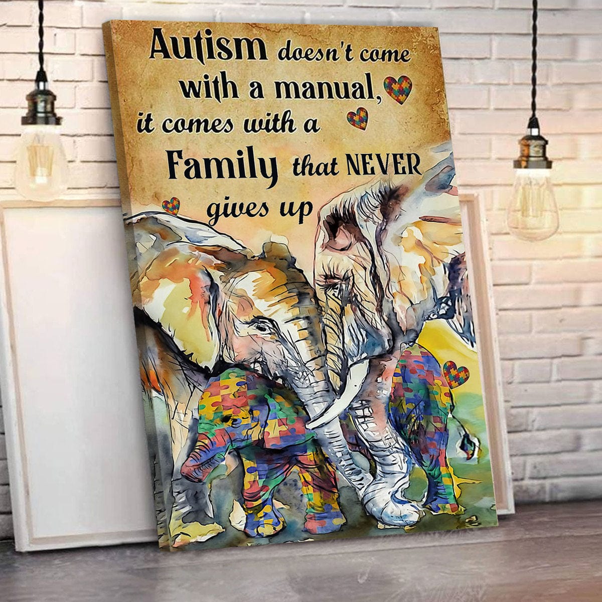 Autism Doesn't Come With A Manual Elephant Autism Awareness Poster, Canvas,  Wall Print Art - Hope Fight