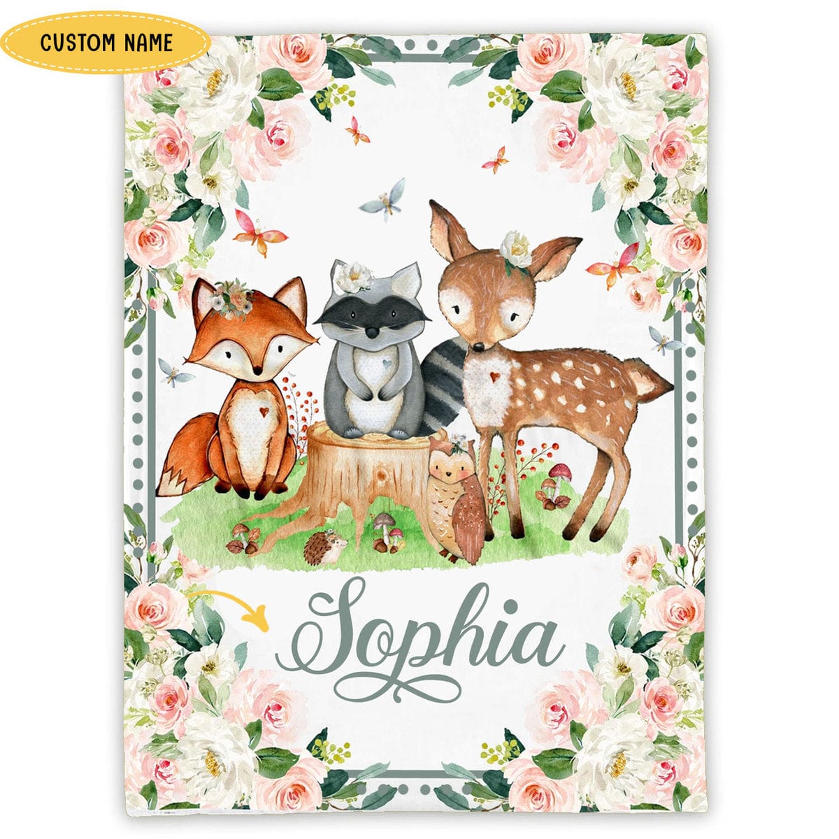 Personalized Animal Fleece & Sherpa Blanket