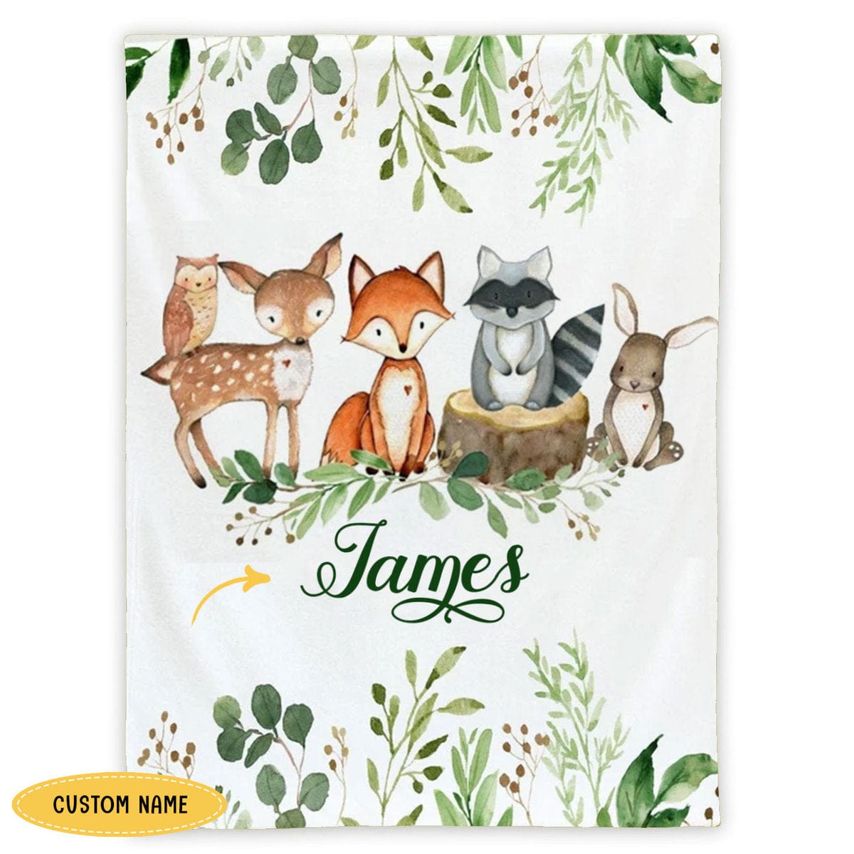 Personalized Animal Fleece & Sherpa Blanket