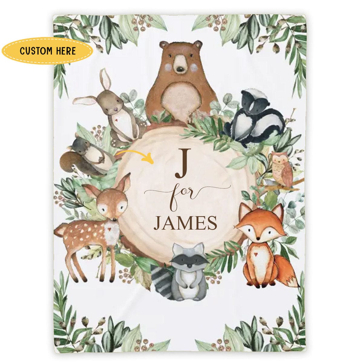 Personalized Animal Fleece & Sherpa Blanket