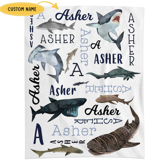 Personalized Baby Shark Fleece & Sherpa Blanket