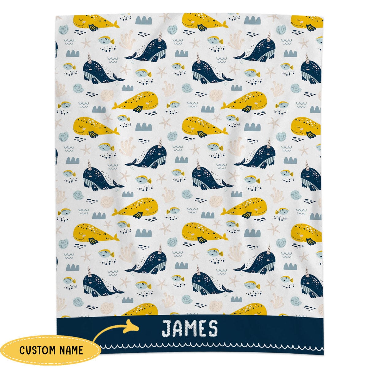 Personalized Baby Shark Fleece & Sherpa Blanket