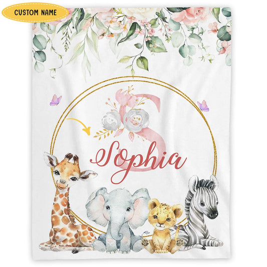 Manta de polar y sherpa con diseño de jirafa personalizada