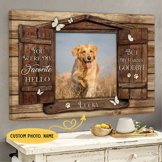 Eras mi Hola favorito pero el Adiós más difícil Póster conmemorativo personalizado para mascotas, Lienzo