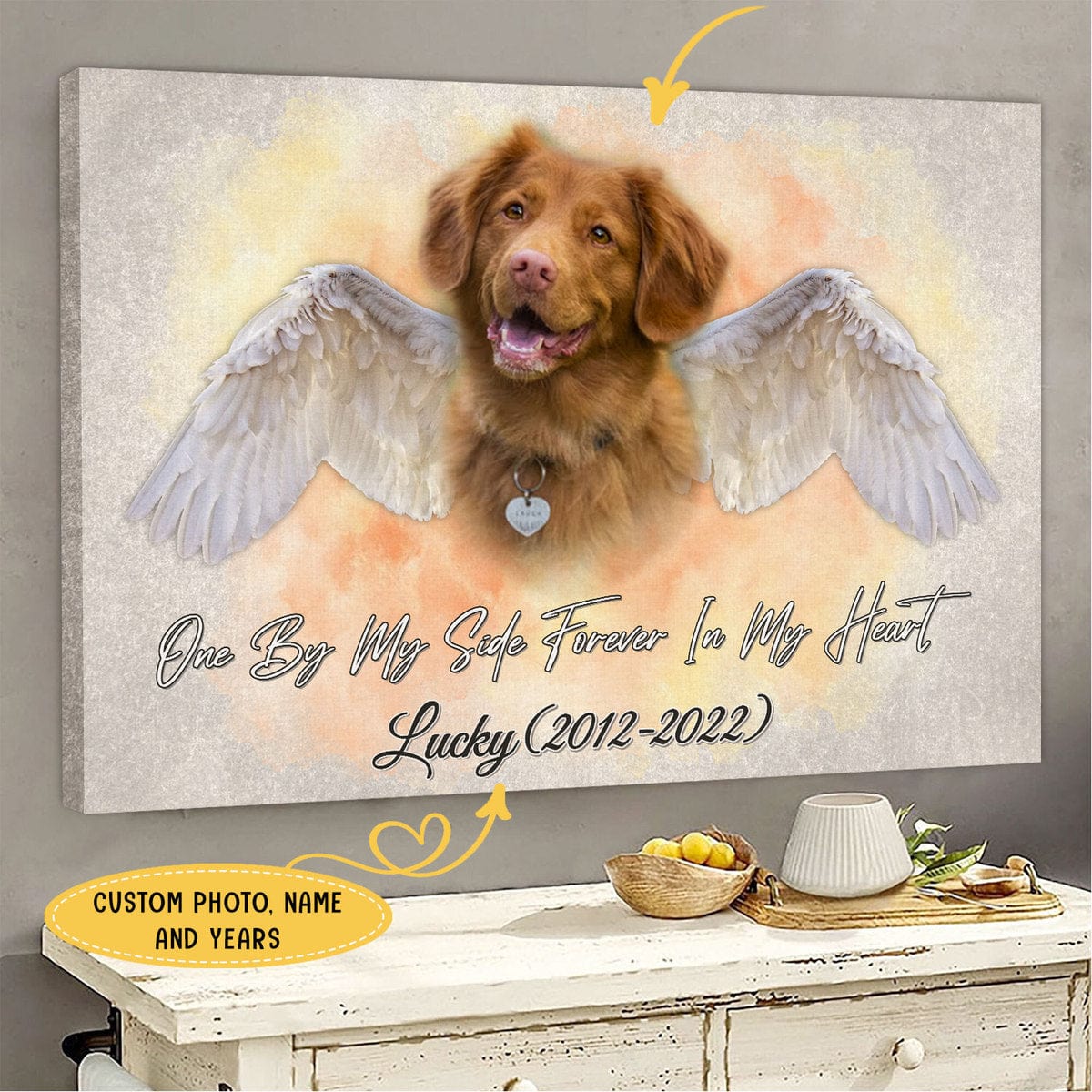 One By My Side Forever In My Heart Personalized Pet Memorial Poster, Canvas