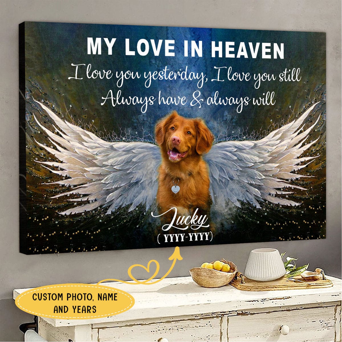 My Love In Heaven Personalized Pet Memorial Poster, Canvas
