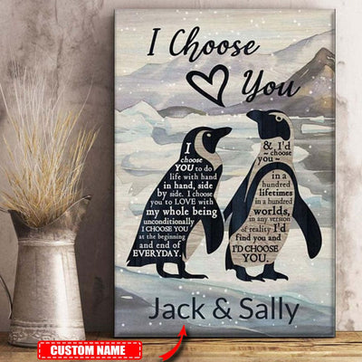 I Choose You Personalized Penguin Poster, Canvas