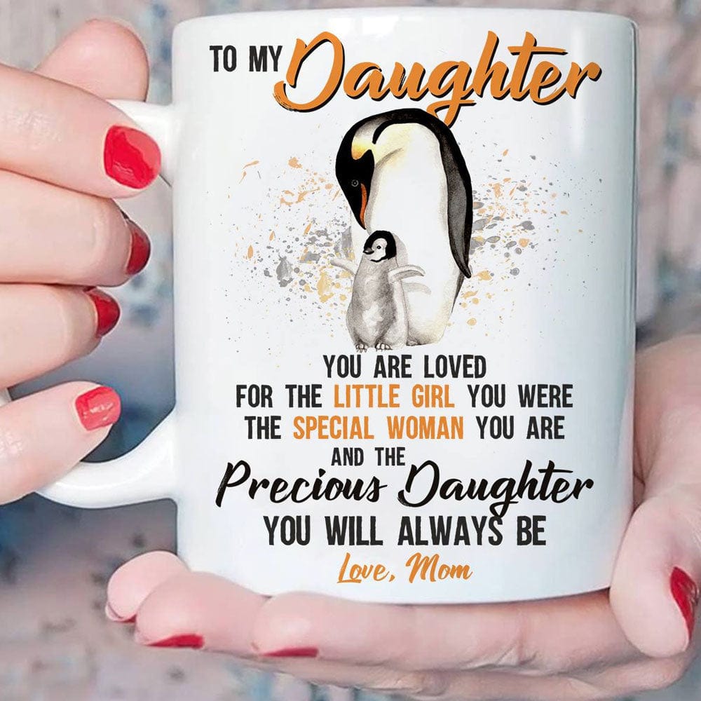Para mi hija, con amor de mamá, taza de pingüino