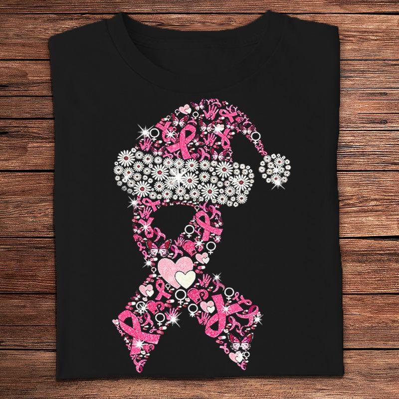 Camisetas navideñas con lazo rosa contra el cáncer de mama