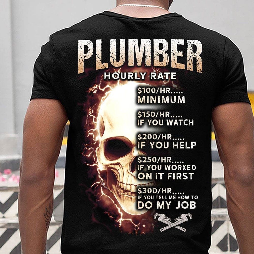 Hourly Rate Plumber Shirts With Skull