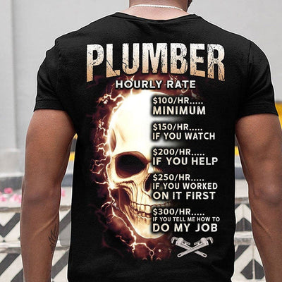 Hourly Rate Plumber Shirts With Skull