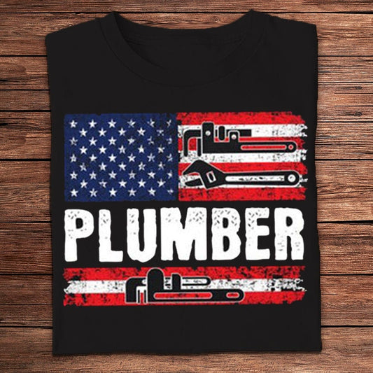 Camisetas de fontanero con bandera estadounidense