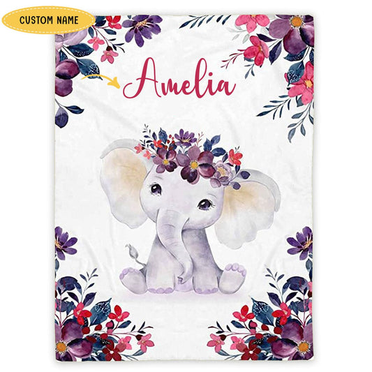 Manta de sherpa y polar con elefante personalizada