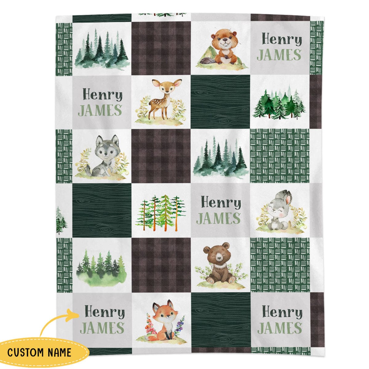 Personalized Animal Fleece & Sherpa Blanket