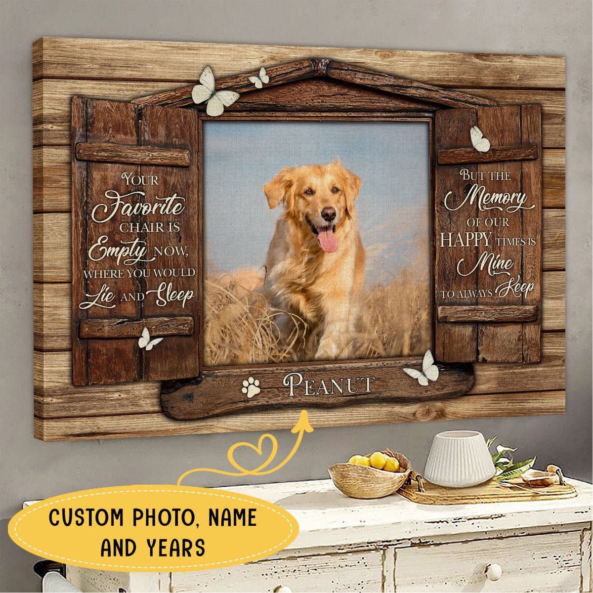 El recuerdo de nuestros momentos felices es para siempre. Póster conmemorativo personalizado para mascotas, lienzo