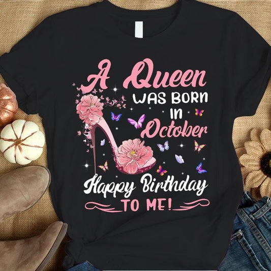 En octubre nació una reina, camisetas de cumpleaños personalizadas