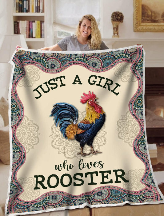 Manta vintage con diseño de mandala de gallo "Solo una chica que ama el gallo"