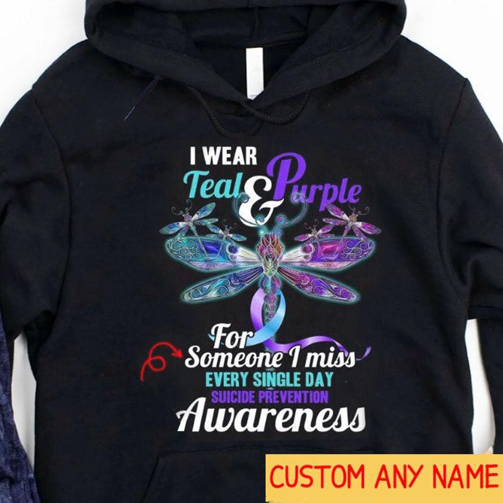 Personalized Suicide Prevention Hoodie, I Wear Teal & Purple For