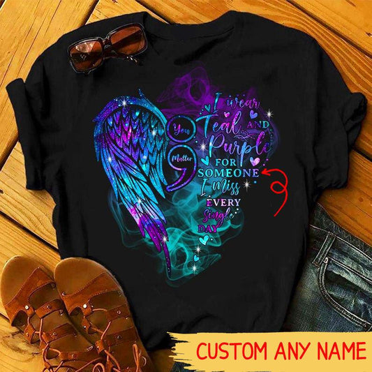 Camiseta personalizada "You Matter", "I Wear Green &amp; Purple For Someone I Echo de menos todos los días", camisetas de concienciación sobre el suicidio
