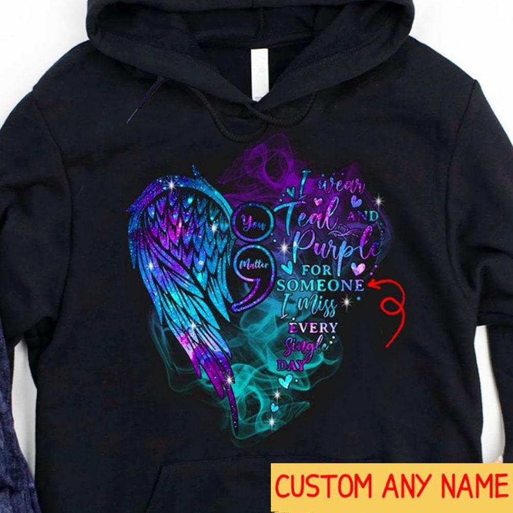 Camiseta personalizada "You Matter", "I Wear Green &amp; Purple For Someone I Echo de menos todos los días", camisetas de concienciación sobre el suicidio