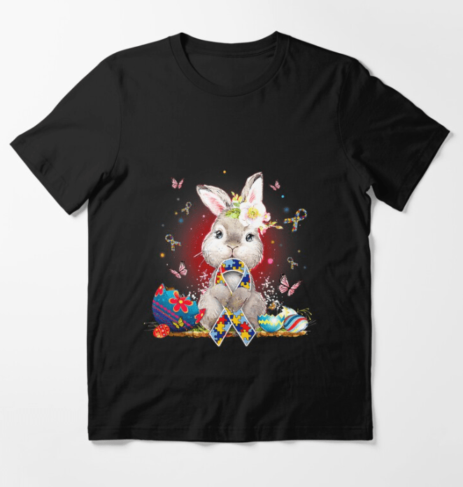 Autism Shirts For Kids, Autism Awareness Easter Bunny With Ribbon Essential